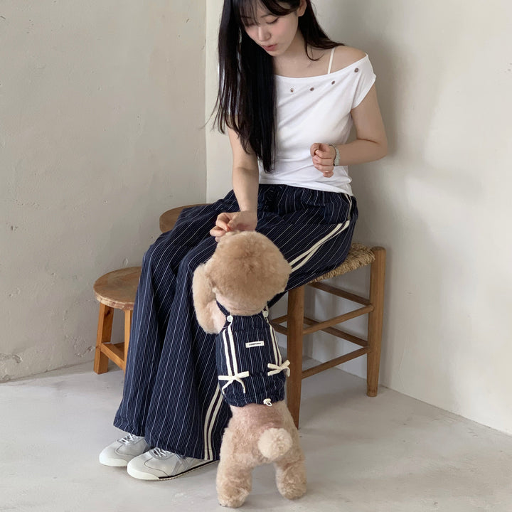 ※予約販売【DURANG RURANG】Cotton Ribbon Top（Navy）