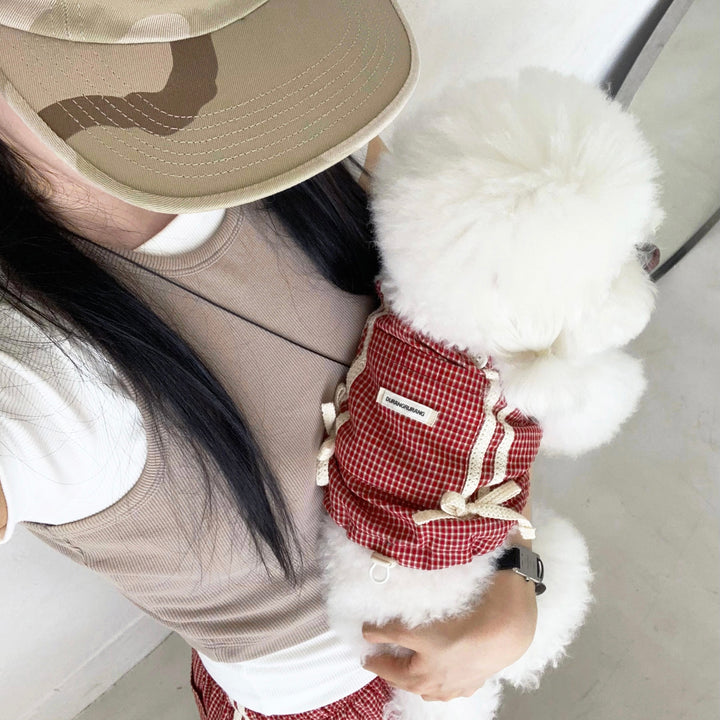 ※予約販売【DURANG RURANG】Cotton Ribbon Top（Brick Red）