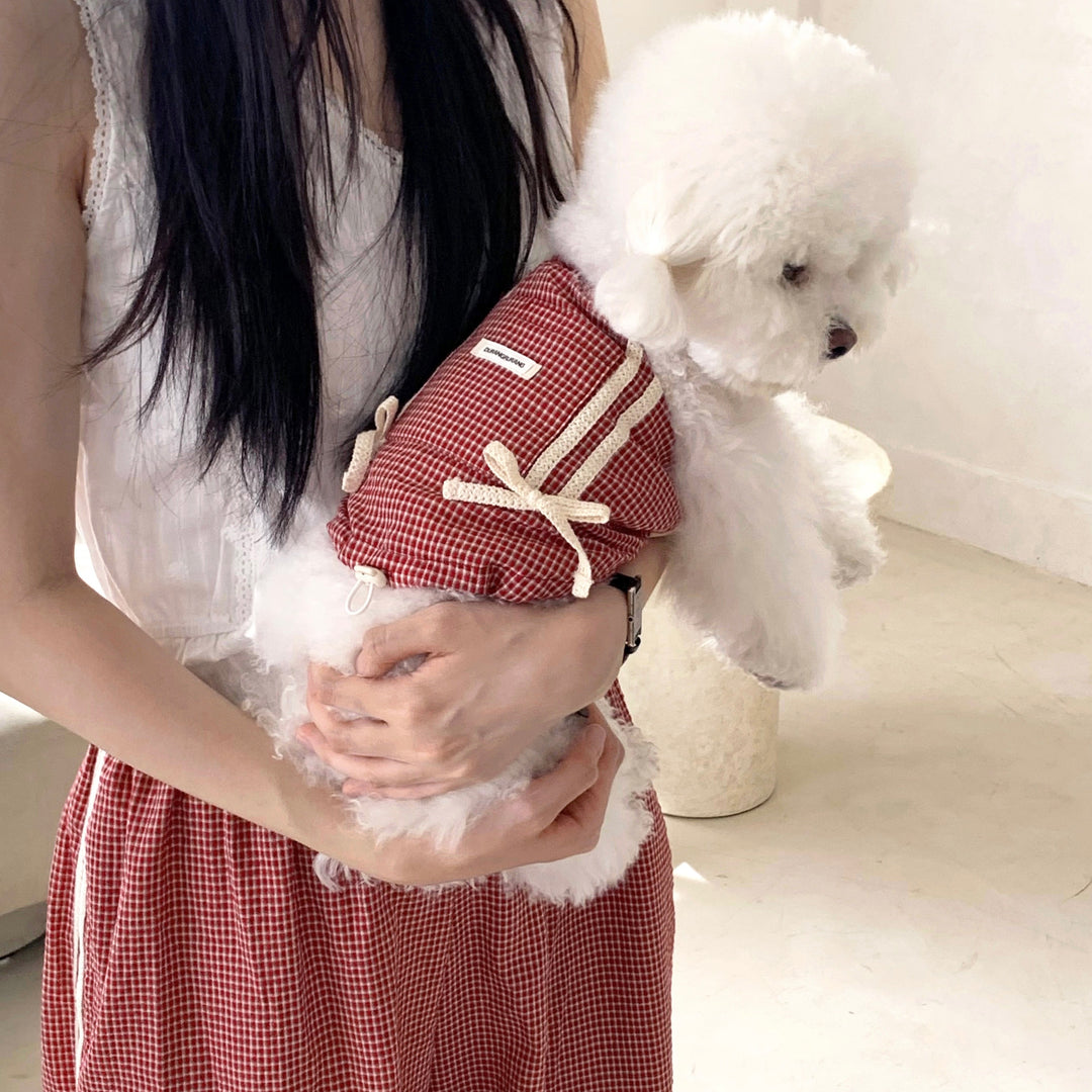 ※予約販売【DURANG RURANG】Cotton Ribbon Top（Brick Red）