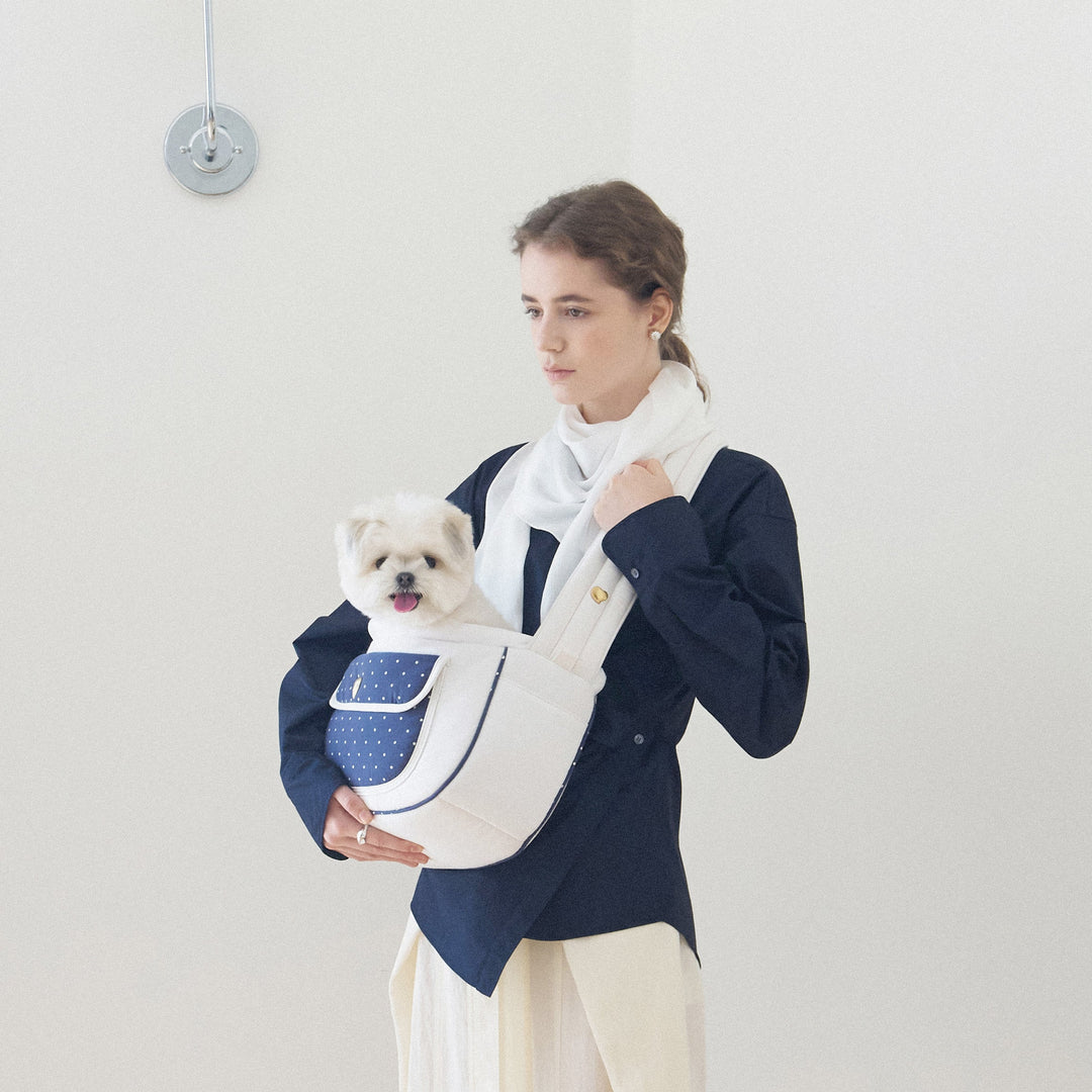 ※予約販売【seoru】Dot Valentine Bag（Navy）｜犬用バッグ