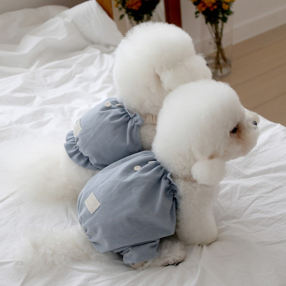 ※予約販売【near by us】corduroy dot crop top (blue)