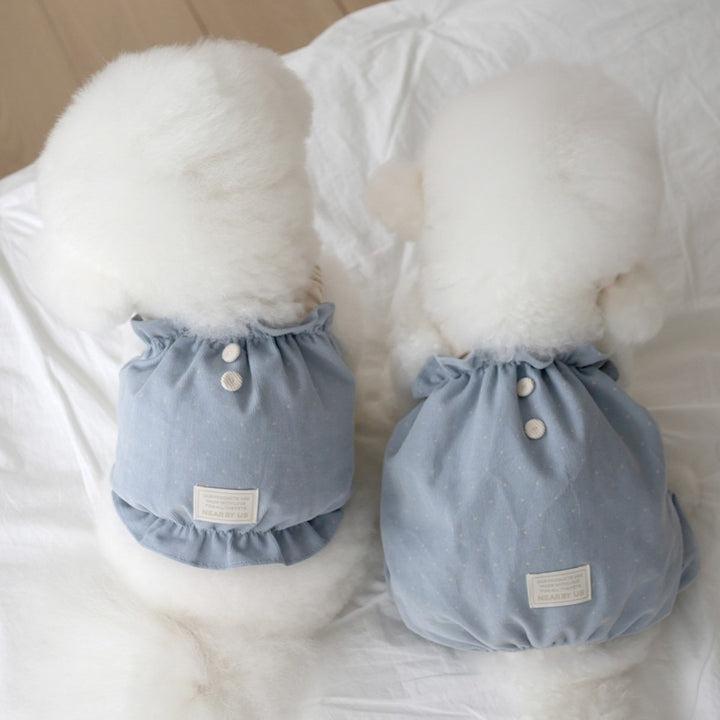 ※予約販売【near by us】corduroy dot crop top (blue)