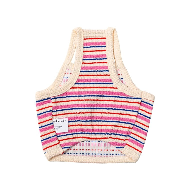 ※予約販売【andblank】A Stitch Stripe Crop Top（Pink）