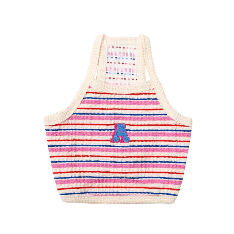 ※予約販売【andblank】A Stitch Stripe Crop Top（Pink）