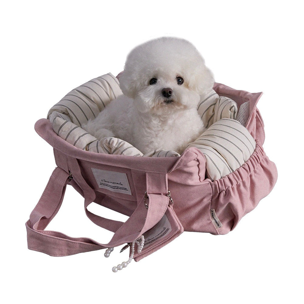 ※予約販売【a tous moments】Partir bag - Powder Pink（Cushion + Shoulder Pad Set）｜犬用バッグ