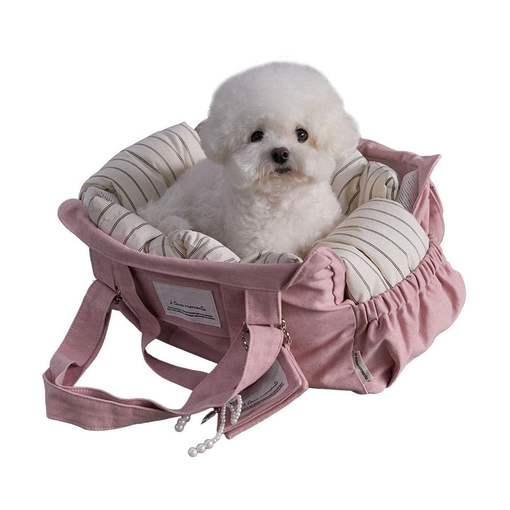 ※予約販売【a tous moments】Partir bag - Powder Pink（Cushion + Shoulder Pad Set）｜犬用バッグ
