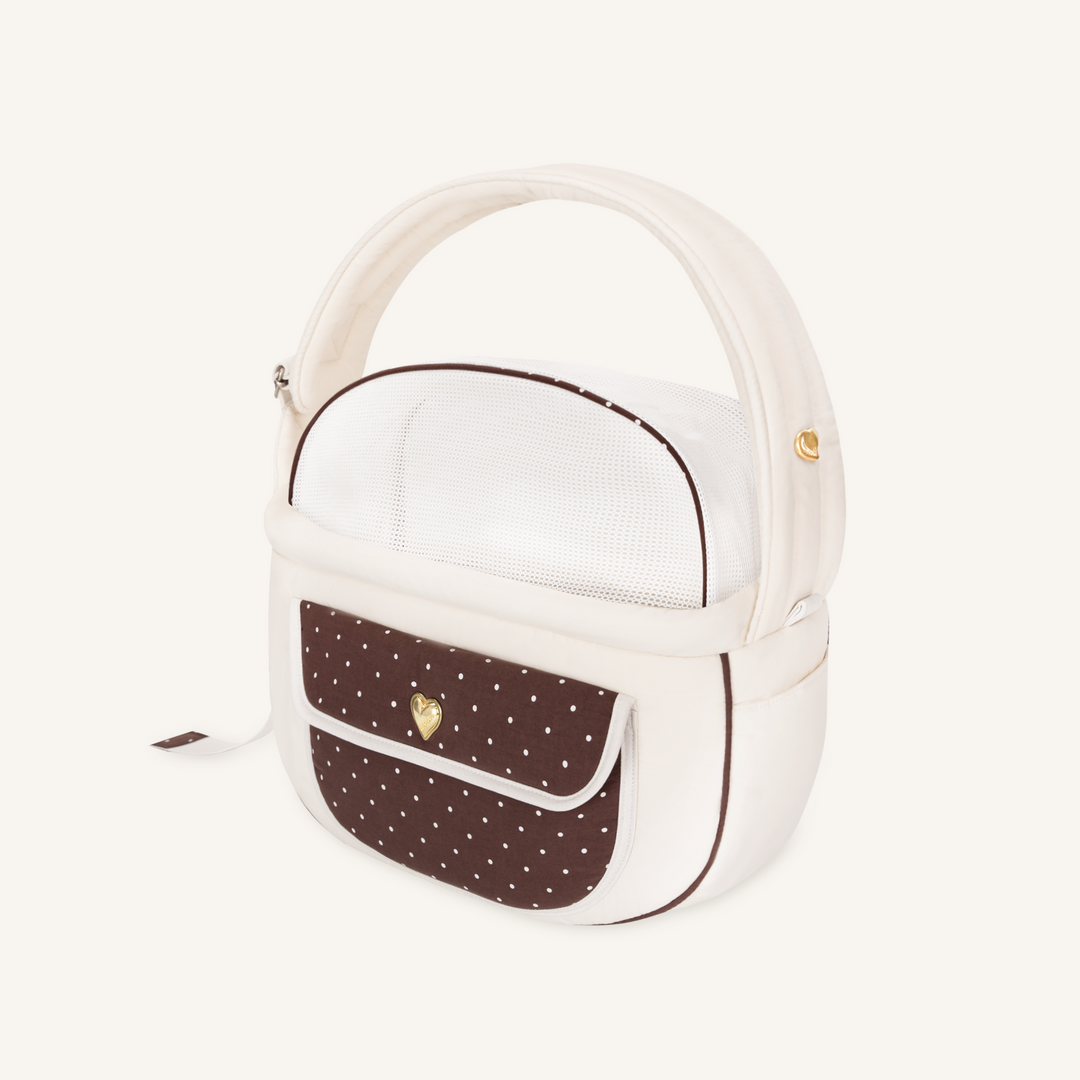 ※予約販売【seoru】Dot Valentine Bag（Brown）｜犬用バッグ
