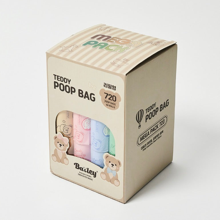 ※予約販売【Bailey】Teddy Poop Bag - 48ロール（720枚）