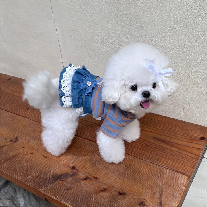 ※予約販売【Hi Yeboo】Denim Flower Skirt（Light Blue/ Dark Blue）