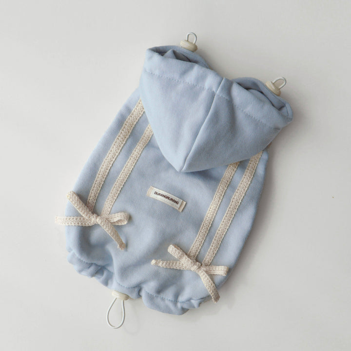 即納【DURANG RURANG】Ribbon Hoodie Jumper（Light Blue）