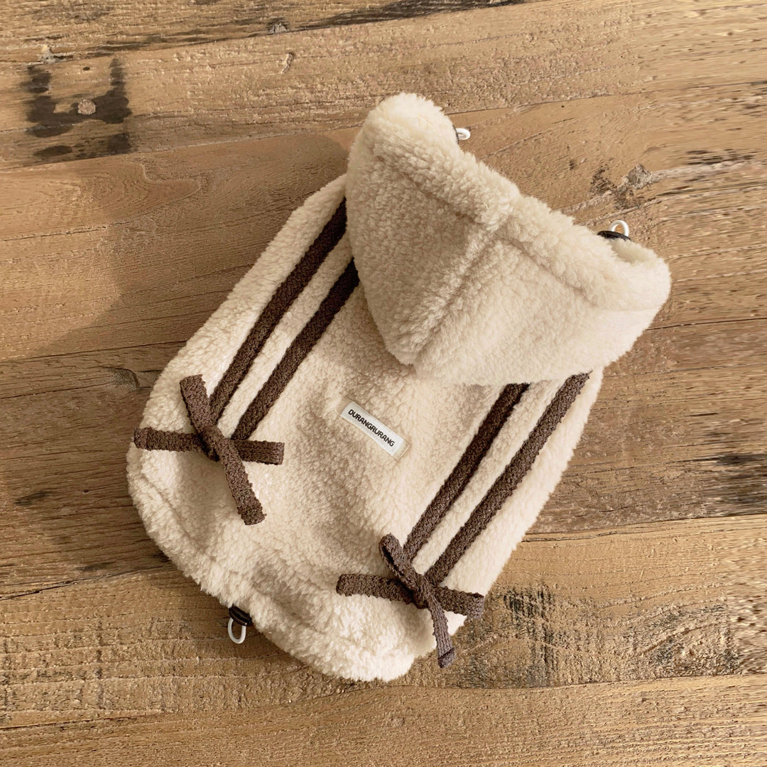 ※予約販売【DURANG RURANG】Ribbon Boa Hoodie Jumper（Beige）