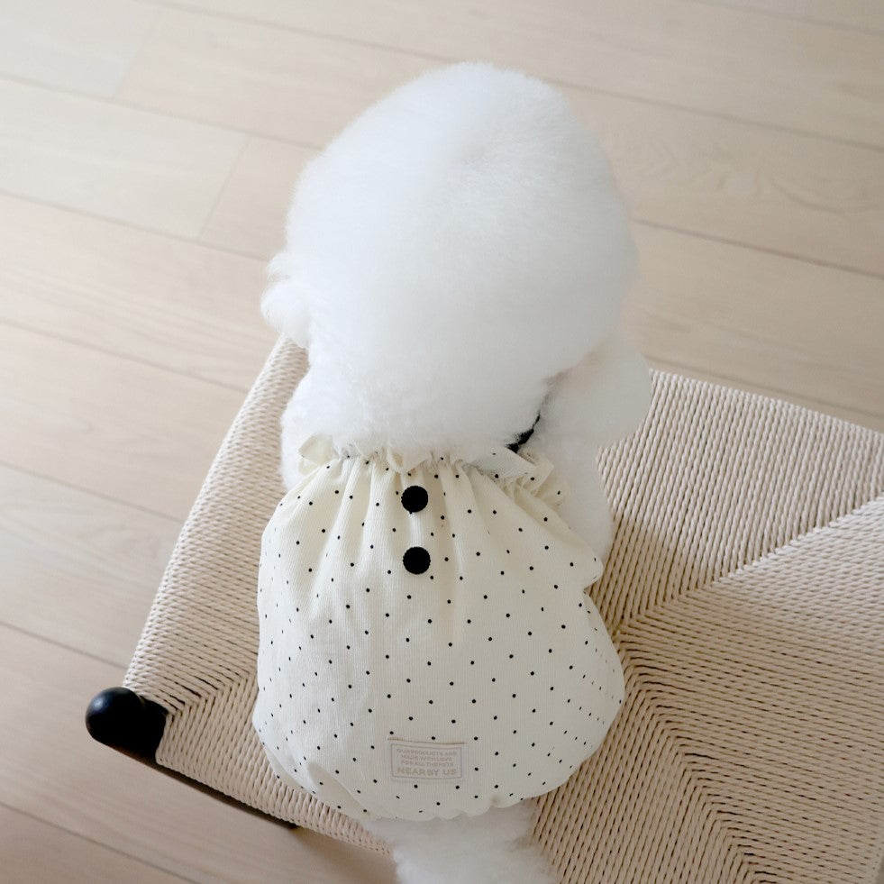 ※予約販売【near by us】corduroy dot crop top (cream)