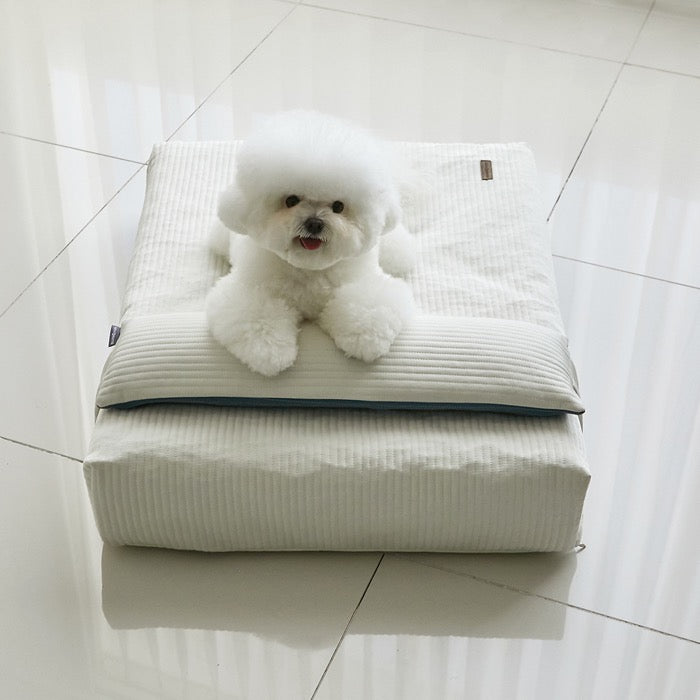 ※予約販売【BARBICHON】Allergy care topper mat（Ivory）S size【Pillow Set(Ivory/Navy)】