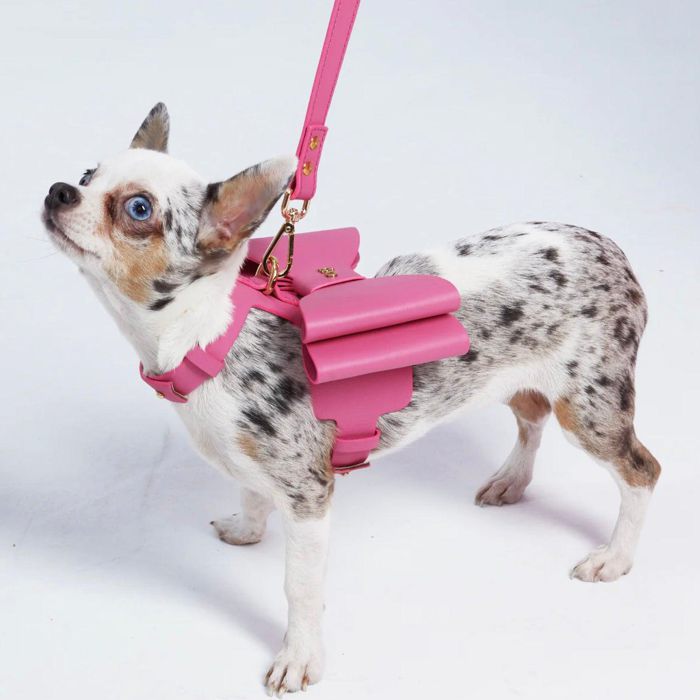 ※予約販売【MOSHIQA】Paris Collection Metapink Bow Dog Harness