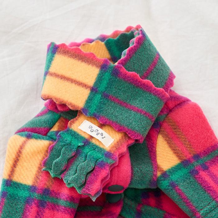 ※予約販売【noutti】Check Fleece Jacket shawl set（Pink）