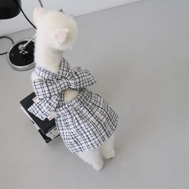 ※予約販売【Hi Yeboo】Tweed Collection- Ribbon Dress（ブラック×ホワイト）
