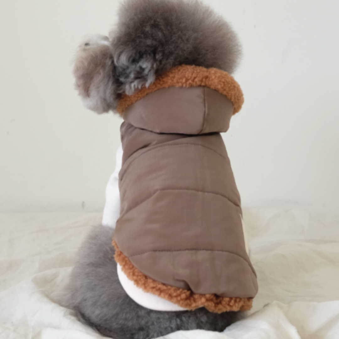 即納【cosy corner】Reversible Teddy Padded Vest（ブラウン/カーキ）