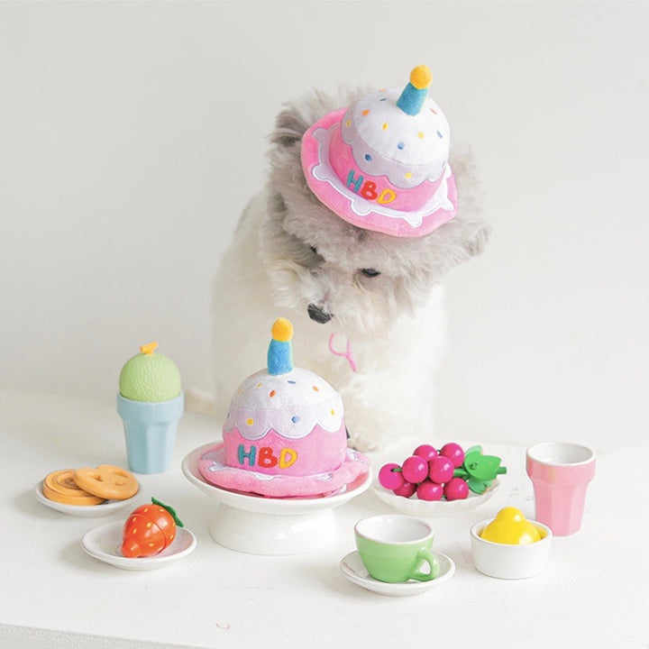 即納【BITE ME】HBD party cake hat Toy