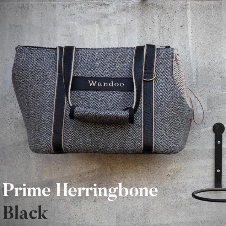 ※予約販売【WandookongMom】Classic Prime herringbone ネーム刺繍入りキャリーバッグ（ブラック）