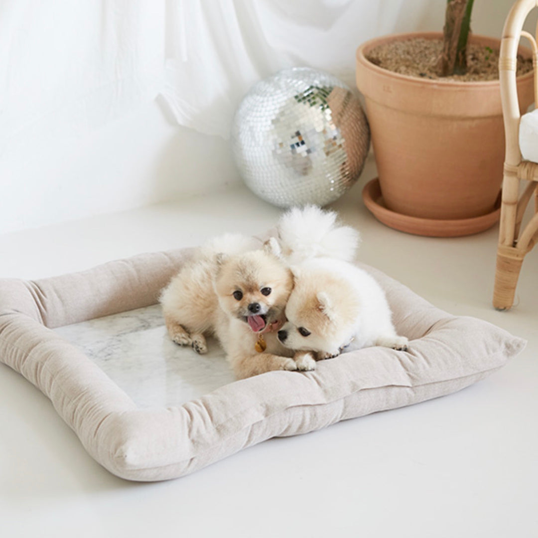 ※予約販売【BANDAL.Pet】大理石調 Bianco cool bed（ベージュ）