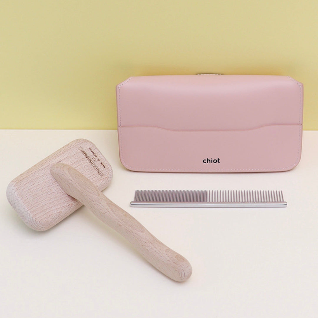 即納【Chiot】Leather Slicker Brush & Comb Case（Pink）