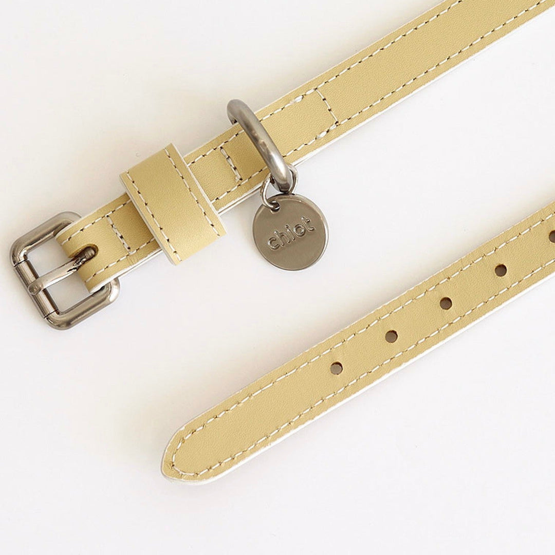 即納【Chiot】Premium Leather Collar（White）