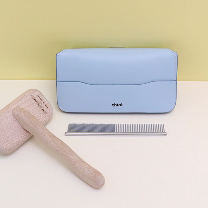 即納【Chiot】Leather Slicker Brush & Comb Case（Blue）