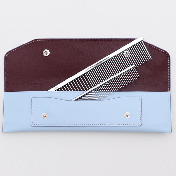 即納【Chiot】Leather Slicker Brush & Comb Case（Blue）