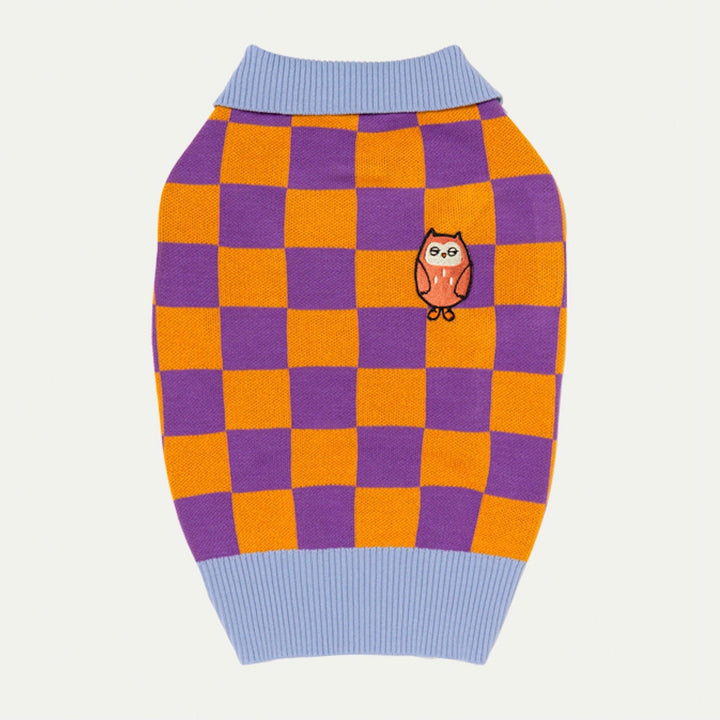 即納【andblank】Mystery Owl  Checkered knit