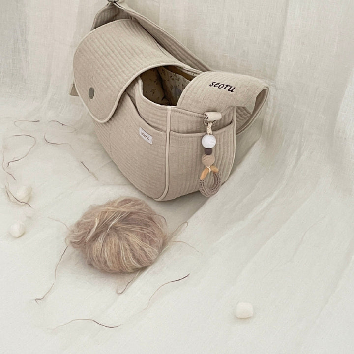 即納【seoru】herring bone pet bag （beige）※名前刺繍不可 ｜犬用バッグ
