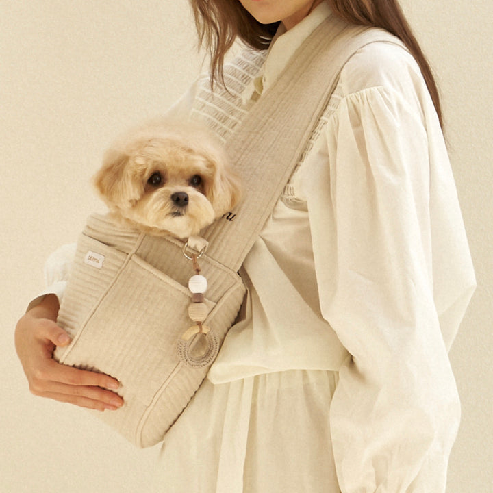 即納【seoru】herring bone pet bag （beige）※名前刺繍不可 ｜犬用バッグ