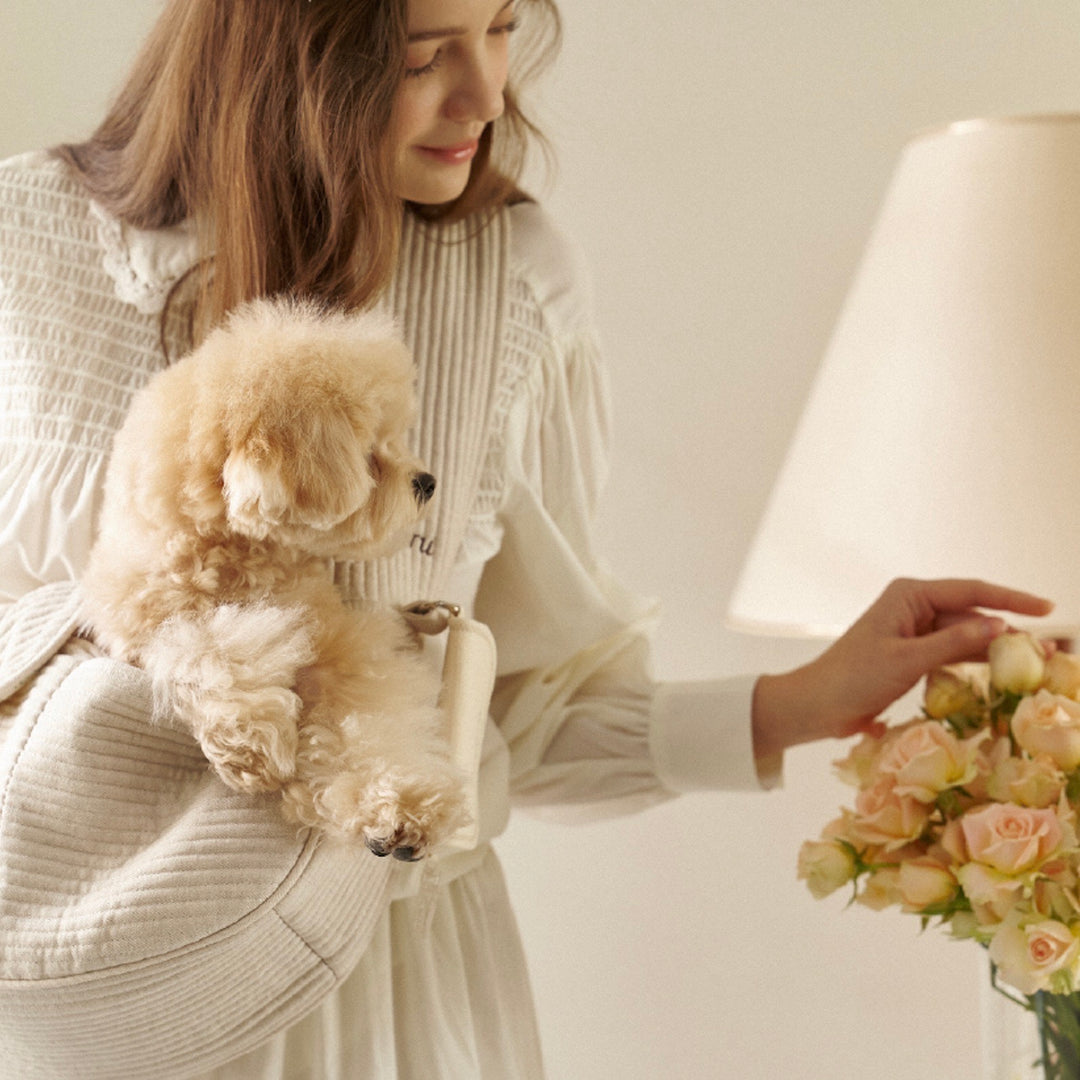 即納【seoru】herring bone pet bag （beige）※名前刺繍不可 ｜犬用バッグ
