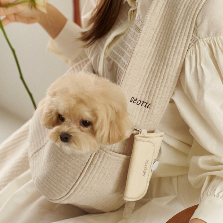 即納【seoru】herring bone pet bag （beige）※名前刺繍不可 ｜犬用バッグ