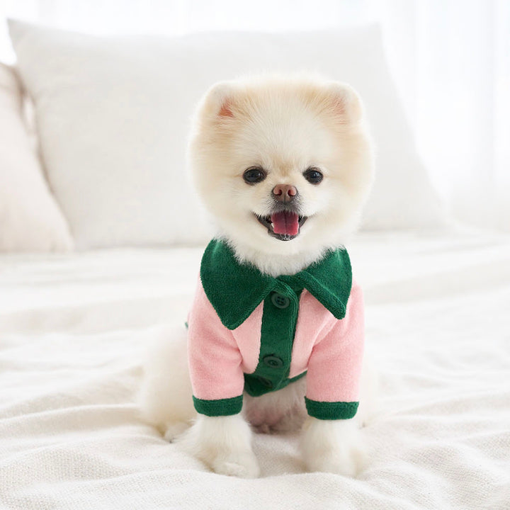 ※予約販売【noutti】Happiness terry cardigan（pink&green）