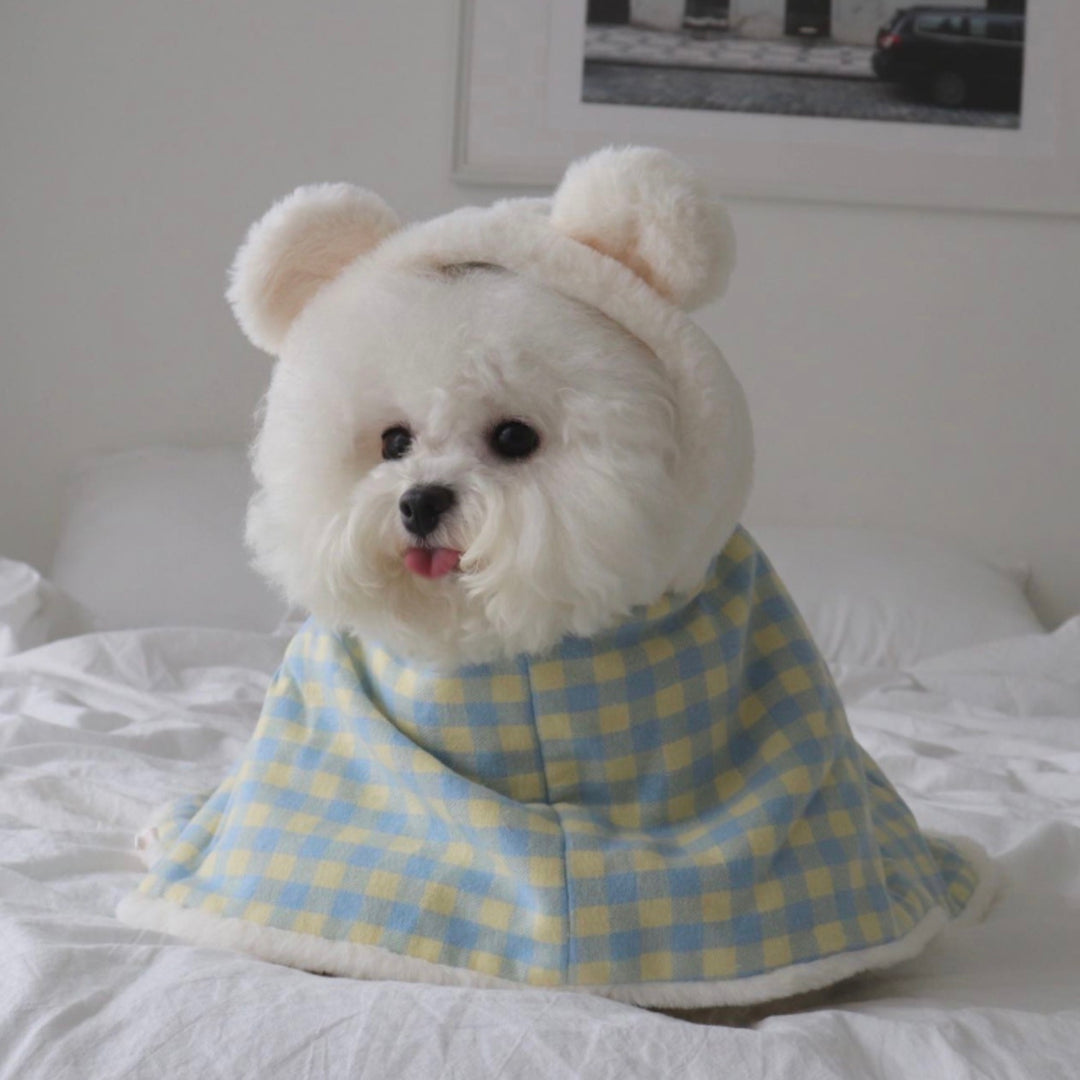※予約販売【Hi Yeboo】Bear Hood Blanket Cape（Yellow Blue）