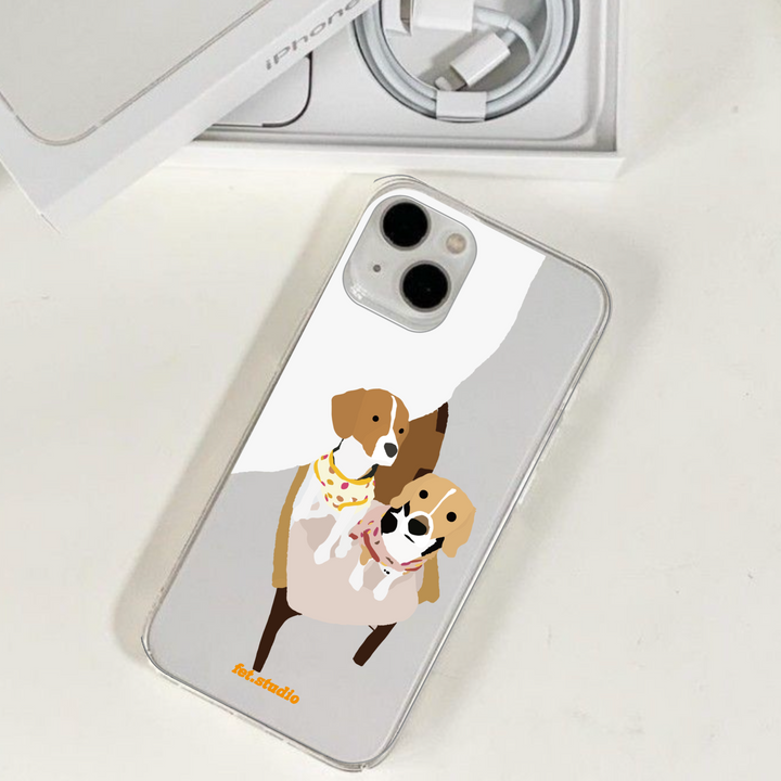 ※予約販売　2匹【fet.studio × URBAN DOG TOKYO】postcard clear Iphone case（2匹）