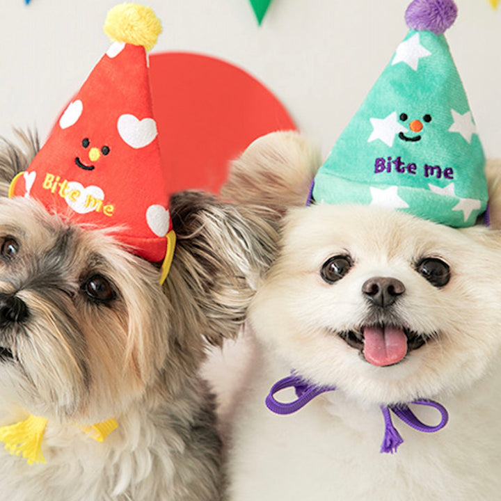即納【BITE ME】Party Series happy party hat dog toy（3 peace）