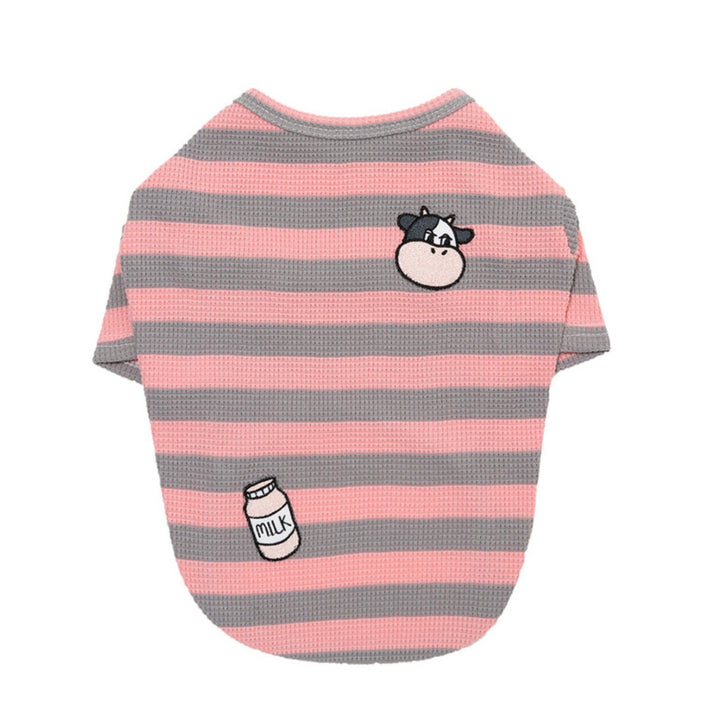 ※予約販売【andblank】milk cow waffle stripe T-shirt（Pink）