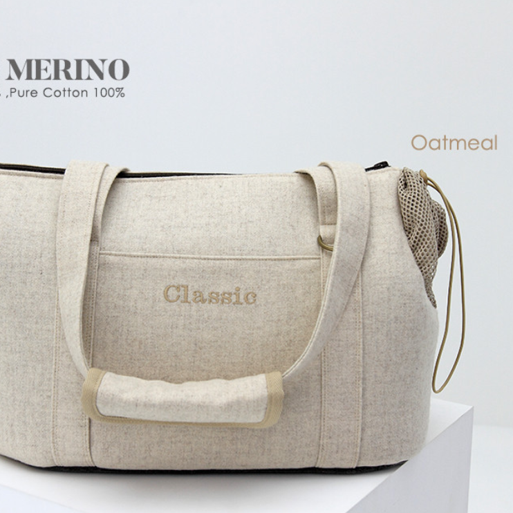 ※予約販売【WandookongMom】Classic merino ネーム刺繍入りキャリーバッグ（オートミール）