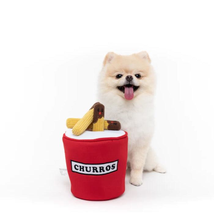 即納【Hey Cuzzies】Hide N Seek – Churros Bucket Dog Toy
