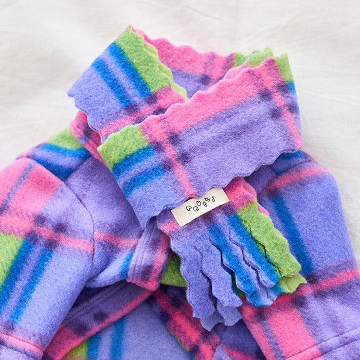 ※予約販売【noutti】Check Fleece Jacket shawl set（Purple）