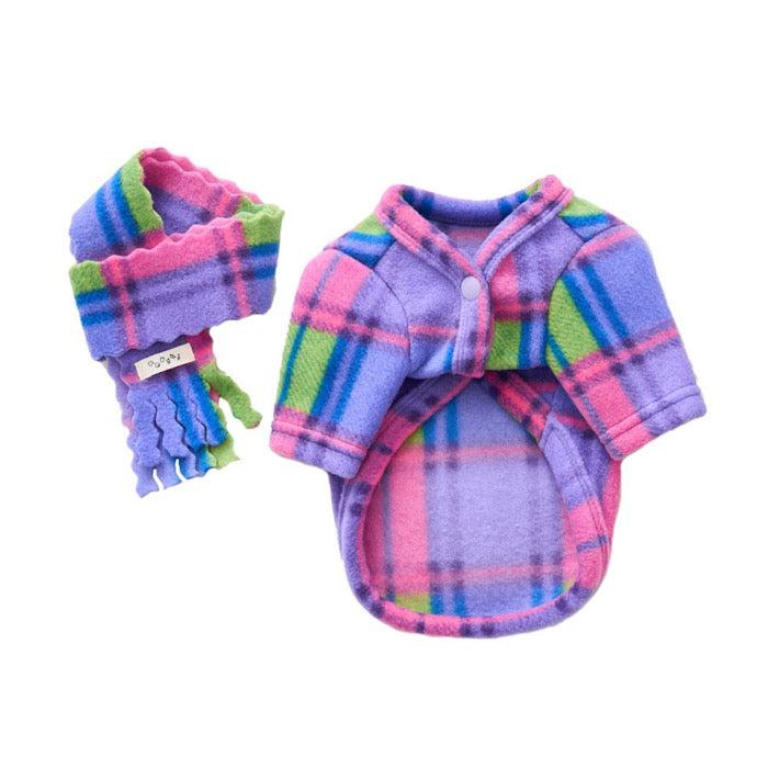 ※予約販売【noutti】Check Fleece Jacket shawl set（Purple）