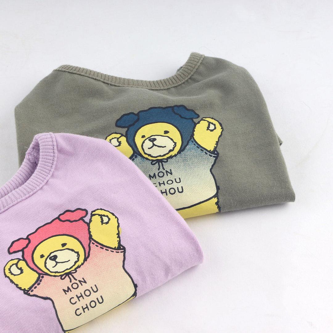 即納【monchouchou】Bear T-shirt（カーキ）