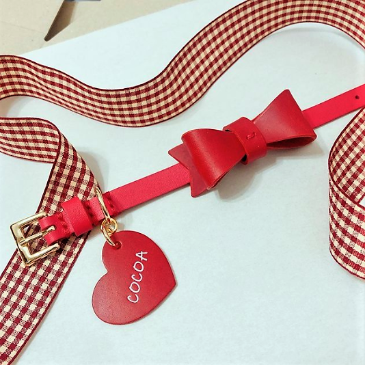 ※予約販売【maison de miu】Solid Ribbon Collar (Red)