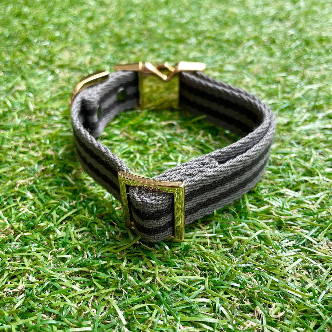 ※予約販売【HOSU】HOSU stripe dog collar(20mm)/Gray×Black