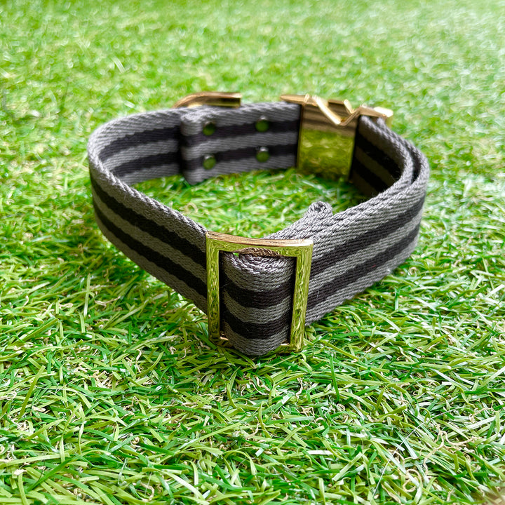 ※予約販売【HOSU】HOSU stripe dog collar(30mm)/Gray×Black