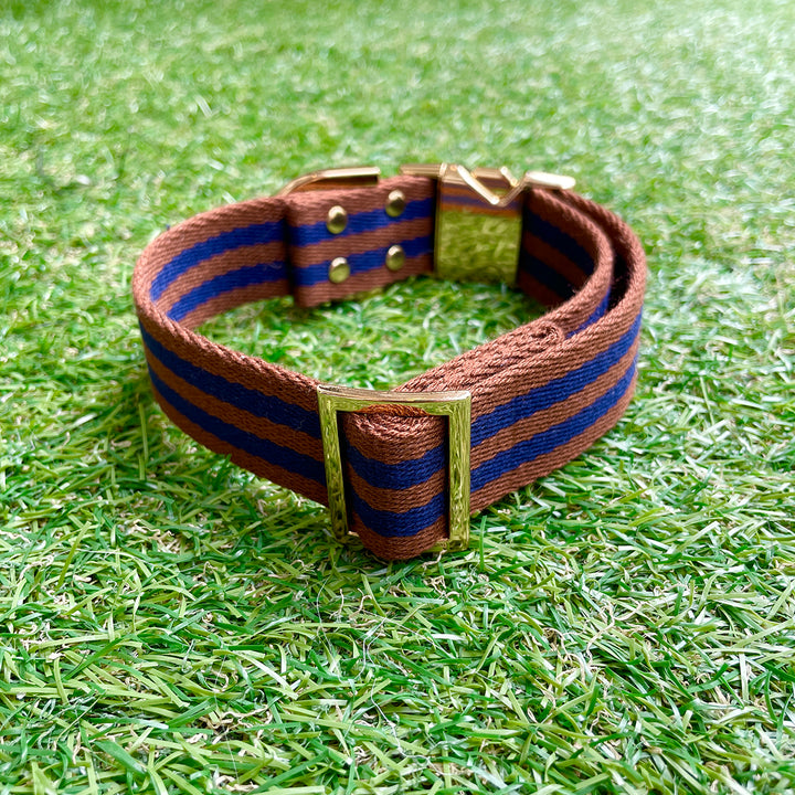 ※予約販売【HOSU】HOSU stripe dog collar(30mm)/Brown×Navy