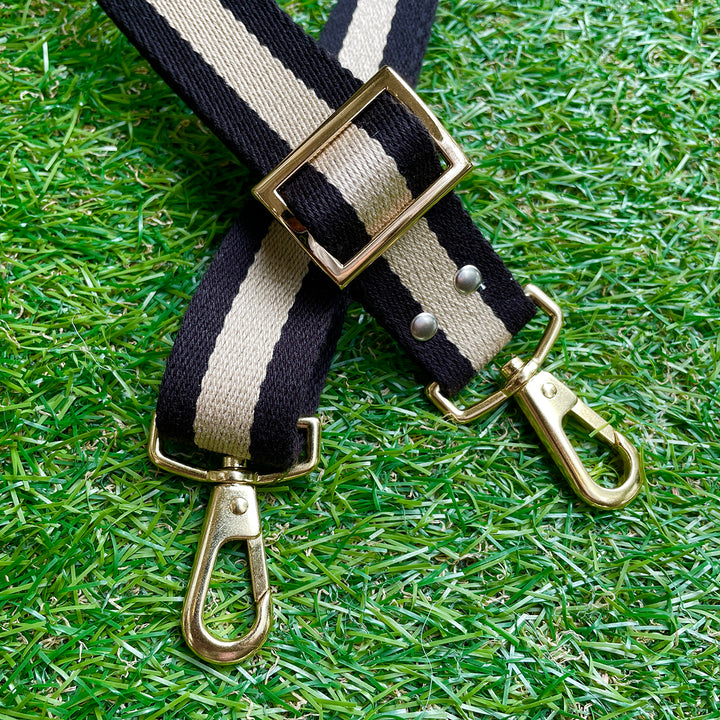 ※予約販売【HOSU】HOSU stripe dog strap(30mm)/Black×Ivory