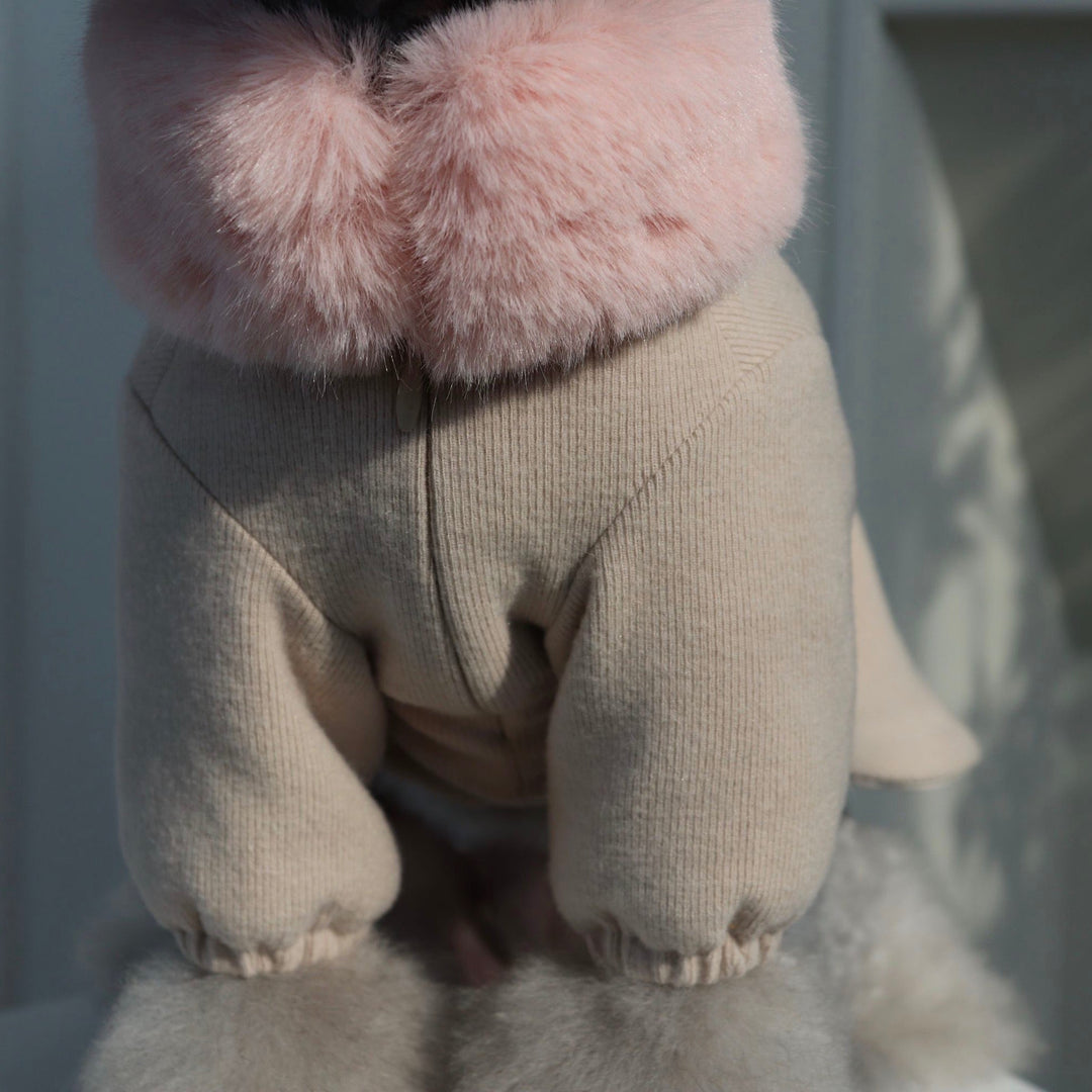 即納【Hi Yeboo】Eco Fur Padded Overcoat（ミルクティー）