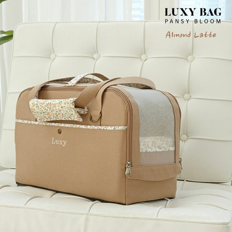 ※予約販売【WandookongMom】Luxy Bag ネーム刺繍入りキャリーバッグ（Almond Latte）